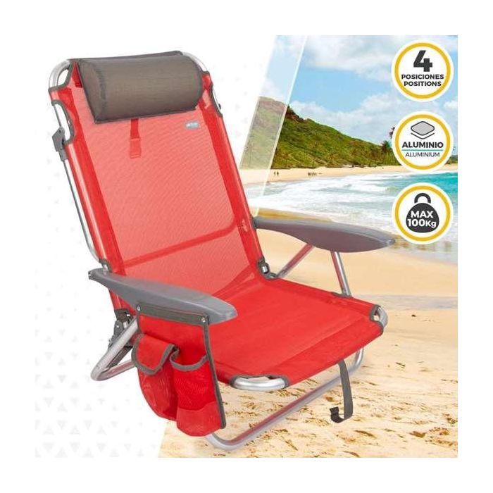 Silla playa plegable aluminio 4 posiciones menorca 51x45x76 cm con cojin y bolso. 7 Silla playa plegable aluminio 4 posiciones menorca 51x45x76 cm con cojin y bolso. 7