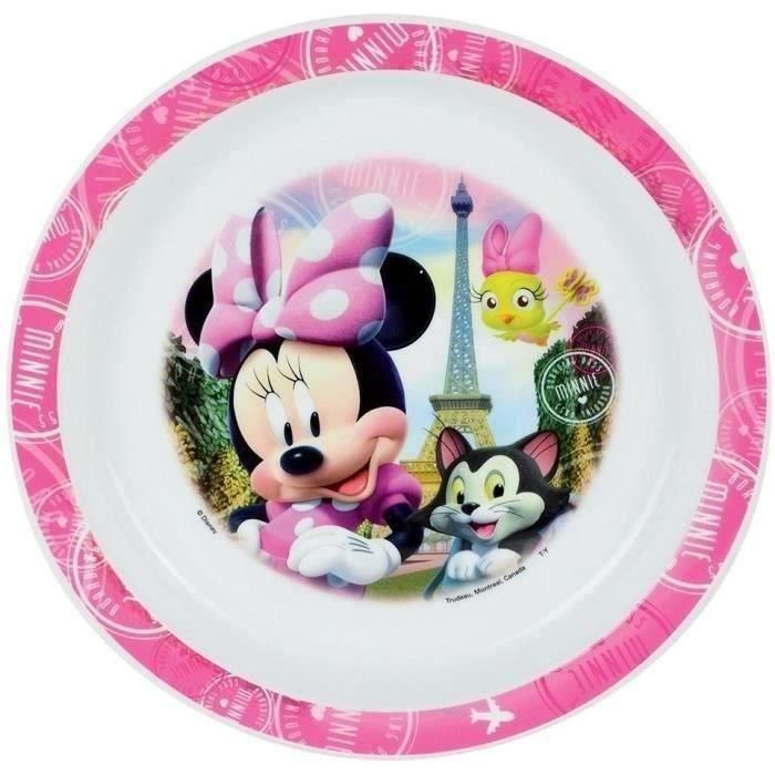 Fun House FUN3524550063775 Set de Vajilla Disney Minnie, Vidrio, Plato Hondo, Llano, Botella, Caja Merienda y Cubiertos 1