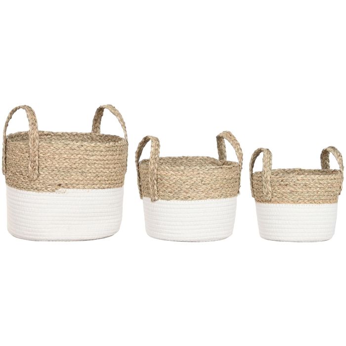 Cesta  DKD Home Decor Crema Natural 28 x 32 x 28 cm Set de 3 (2 Unidades) 0 Cesta  DKD Home Decor Crema Natural 28 x 32 x 28 cm Set de 3 (2 Unidades) 0