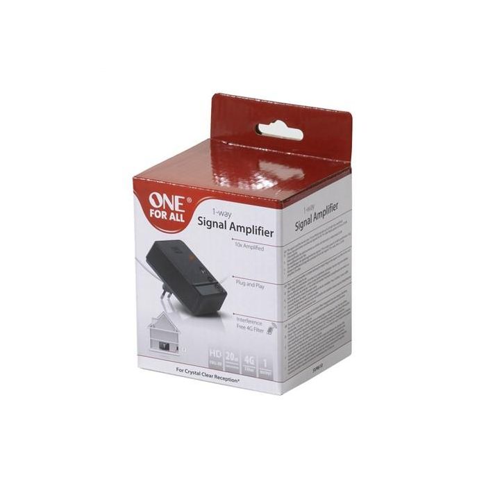 One For All SV9610 Amplificador de Señal 20 dB 1 Entrada / 1 Salida para TV y Radio, Filtro 4G LTE 2