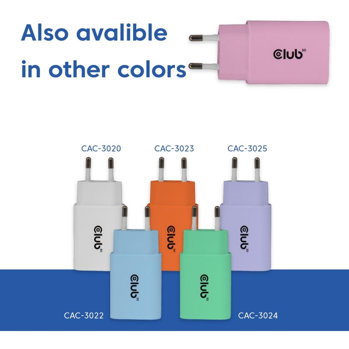 Club3D Lifestyle Ladegerät USB-C 30Watt. 2Stk pink retail 5 Club3D Lifestyle Ladegerät USB-C 30Watt. 2Stk pink retail 5