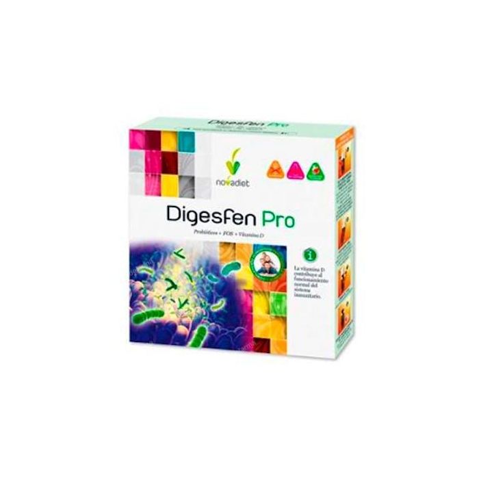 NOVADIET Digesfen Pro 10 Viales Probióticos, FOS y Vitamina D para Sistema Inmunitario y Bienestar Digestivo