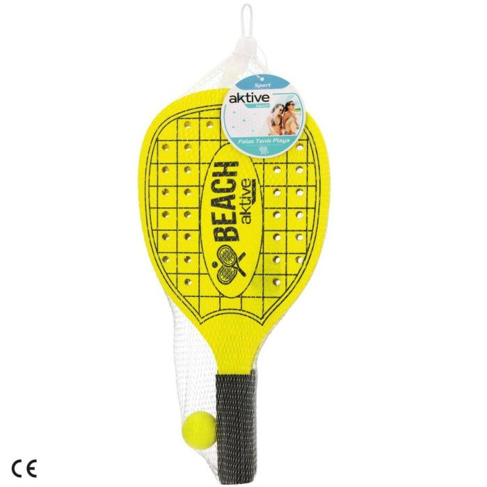 Palas de Playa con Pelota Aktive Neon Madera 20 x 40 cm (12 Unidades) 2 Palas de Playa con Pelota Aktive Neon Madera 20 x 40 cm (12 Unidades) 2