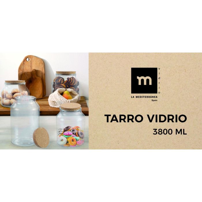 Tarro de vidrio con tapón de corcho 3800 ml - La Mediterranea (4 Unidades) 6 Tarro de vidrio con tapón de corcho 3800 ml - La Mediterranea (4 Unidades) 6