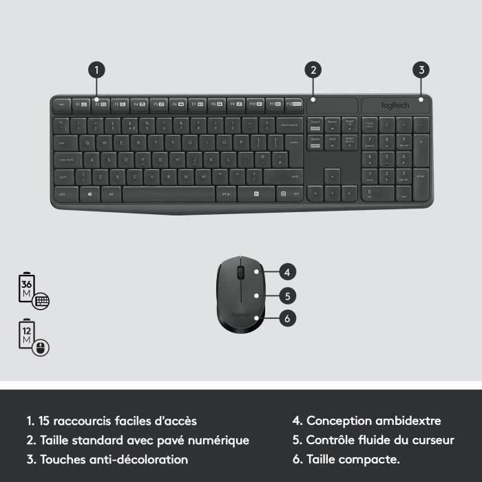Teclado + Mouse Logitech Mk235 Wireless 5