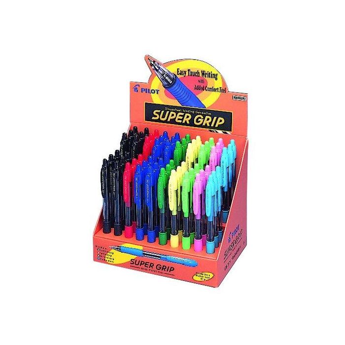 Pilot Bolígrafo Super Grip Retráctil Surtidos Trazo 0,4 mm Tinta Aceite Exposit. 60 uds.