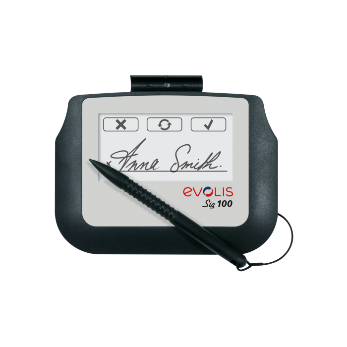 Badgy Evolis SIG100 10,2 cm (4") Blanco, Negro LCD - ST-BE105-2-UEVL - Dispositivo de firma electrónica con pantalla resistiva