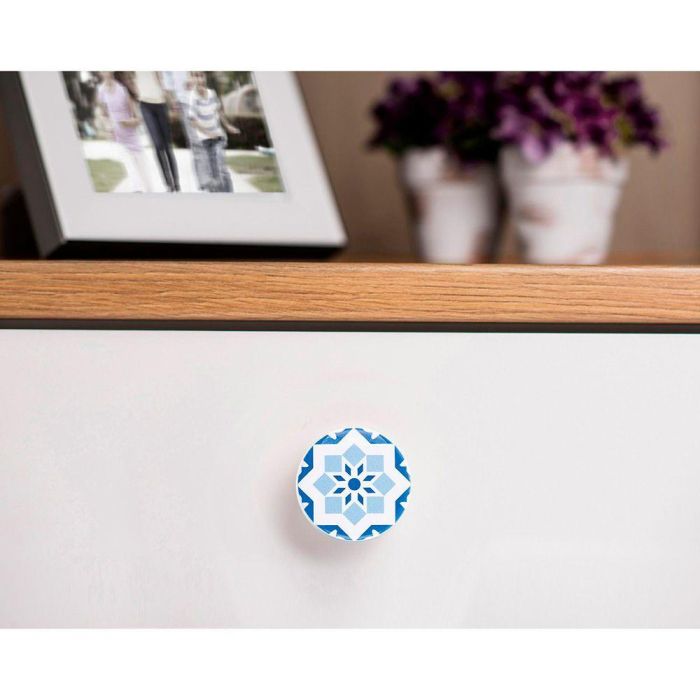 Rei e242 Blister 4 Pomos Redondos para Mueble Madera Acabado Azul Ø38mm