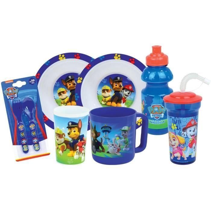 Vajilla - FUN HOUSE - PAW PATROL - Vaso, 2 platos hondos Ø16 cm, cubiertos, botella de agua, vaso y taza Vajilla - FUN HOUSE - PAW PATROL - Vaso, 2 platos hondos Ø16 cm, cubiertos, botella de agua, vaso y taza
