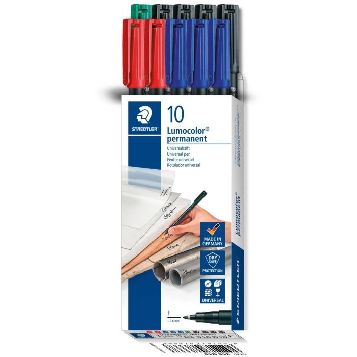 STAEDTLER Lumocolor Universalstift F Perm - Rotulador Permanente Fino Caja de 10 Unidades