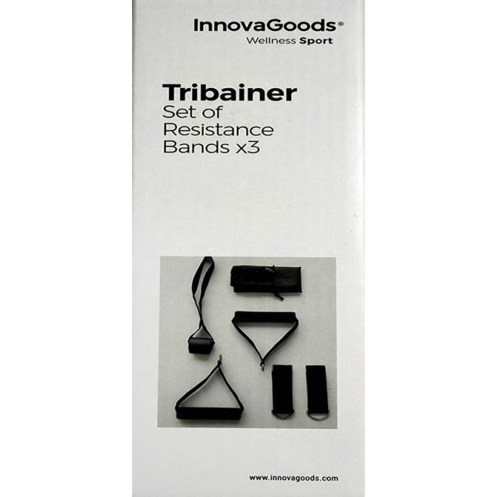 Set de Bandas de Resistencia con Accesorios y Guía de Ejercicios Tribainer InnovaGoods 3 Unidades 12 Set de Bandas de Resistencia con Accesorios y Guía de Ejercicios Tribainer InnovaGoods 3 Unidades 12