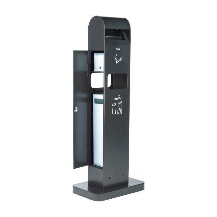 PROBBAX - AT-0262-DGRY - Cenicero de suelo para exterior con papelera - 40,3 x 26,2 x 104,1 cm - Cenicero 2L y papelera 8L - Gris oscuro 2 PROBBAX - AT-0262-DGRY - Cenicero de suelo para exterior con papelera - 40,3 x 26,2 x 104,1 cm - Cenicero 2L y papelera 8L - Gris oscuro 2