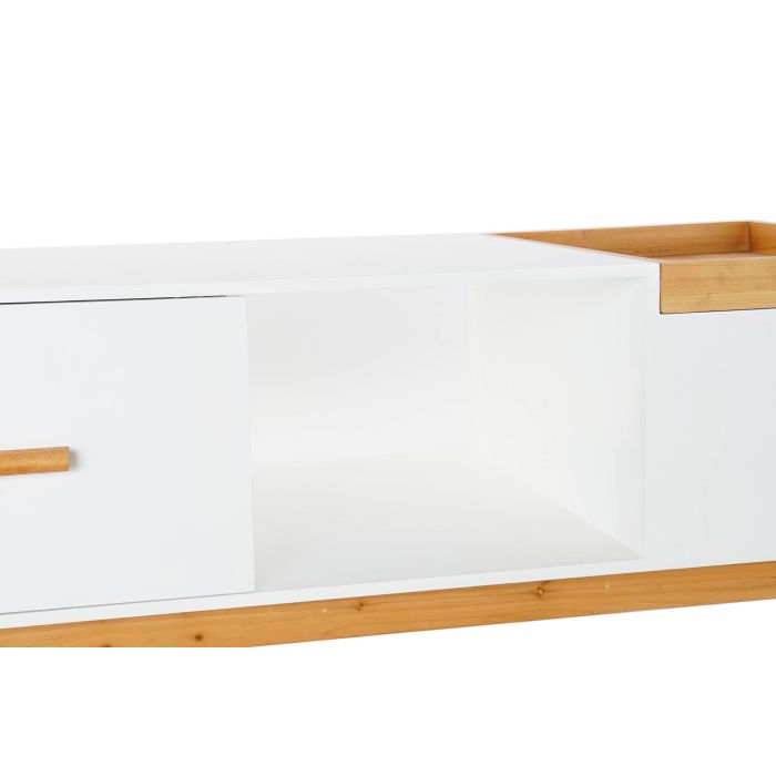 DKD Home Decor Mesa de Centro Scandi de MDF con 1 Cajón Blanco Marrón - 120 Ancho x 60 Fondo x 46 Alto cm 5 DKD Home Decor Mesa de Centro Scandi de MDF con 1 Cajón Blanco Marrón - 120 Ancho x 60 Fondo x 46 Alto cm 5