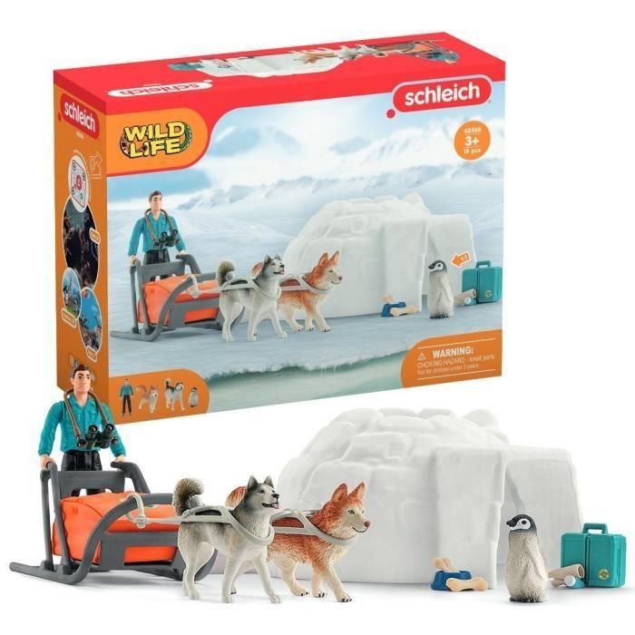 Caja de expedición antártica, figuras de animales salvajes, Schleich 42558 Vida salvaje, Para niños a partir de 3 años