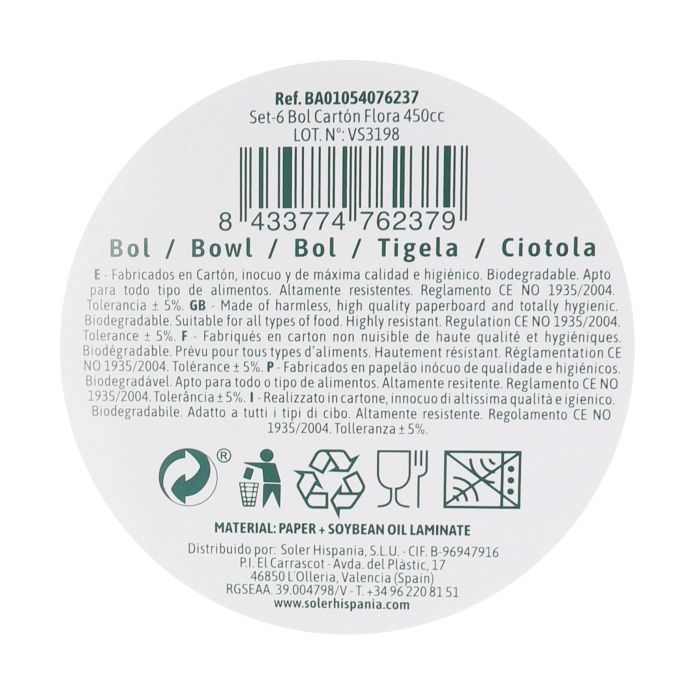 Set de 6 bols de cartón Flora 450 cc - Algon (24 Cajas) 3 Set de 6 bols de cartón Flora 450 cc - Algon (24 Cajas) 3