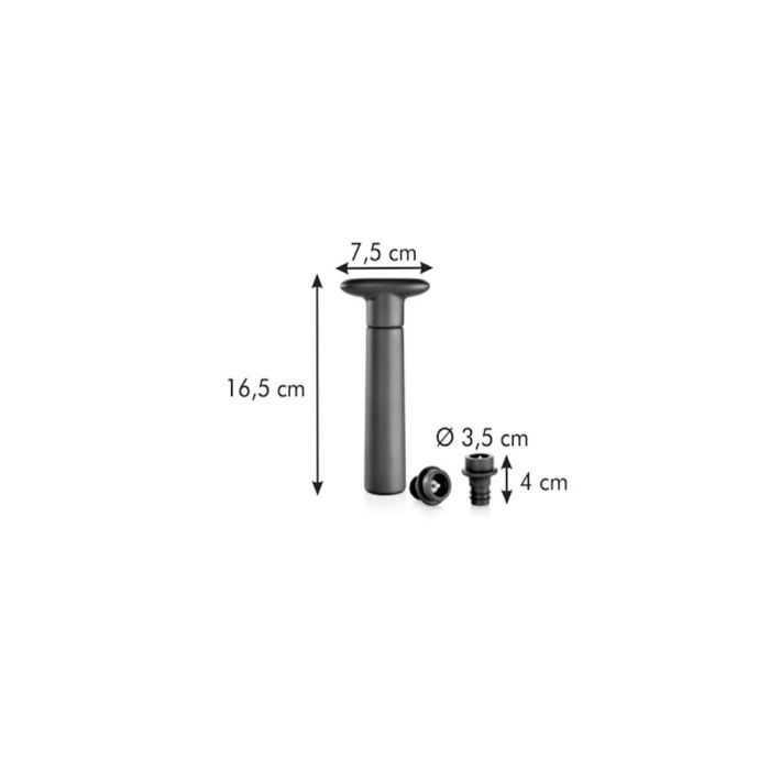 Tescoma Bomba de Vacío Uno Vino + 2 Tapones de Vacío, Kit Completo para Conservar Botellas de Vino Abiertas Selladas al Vacío 4