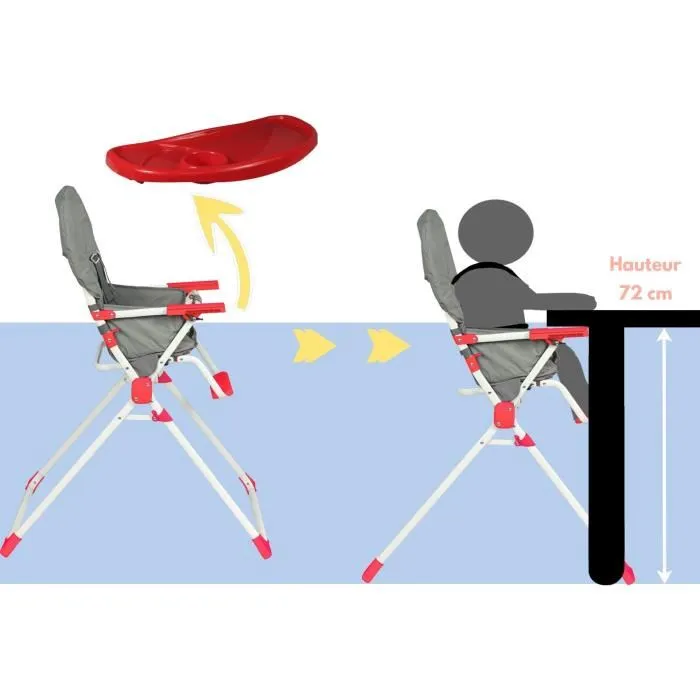 Bambisol Trona fija BambiKid - A partir de 6 meses - Mixta - Gris y rojo - Asiento PVC 2