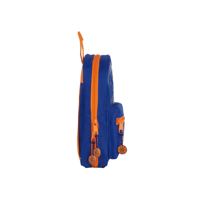 Safta Plumier Mochila Vacío c/4 Port. Valencia Basket 12x23x5cm Azul y Naranja 3