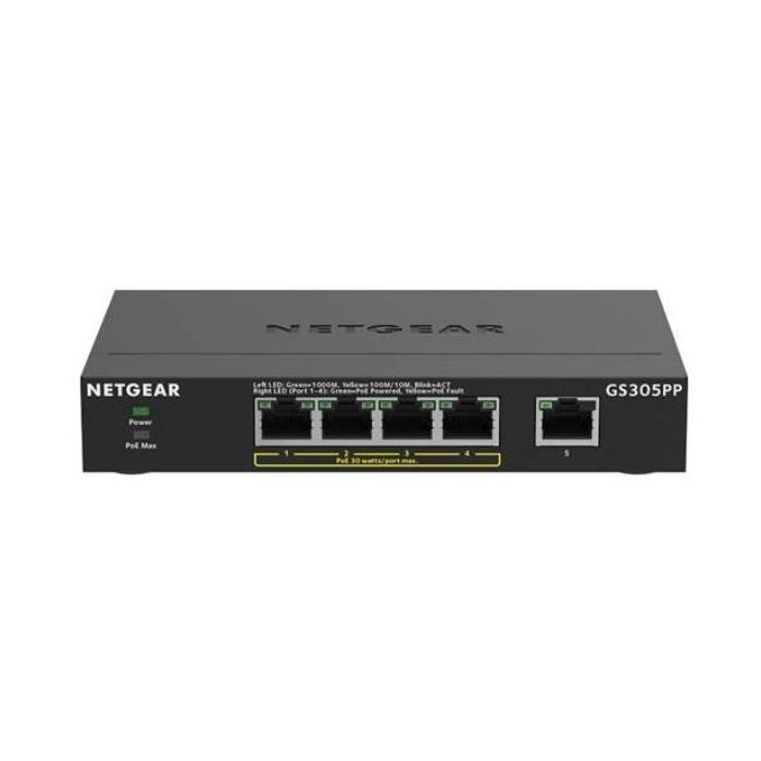 Netgear GS305P Switch Ethernet Gigabit Gestionado 5 Puertos, 4 PoE, 10 Gbps, 83 W, Escritorio, Metal 1