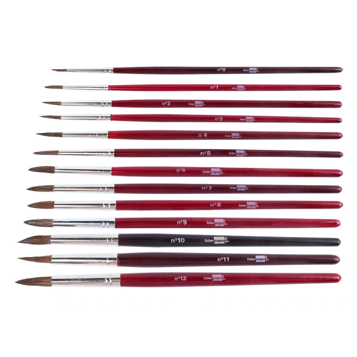 Liderpapel Pinceles Acuarela Nº2 Pelo Engomado Virola Cromada 3