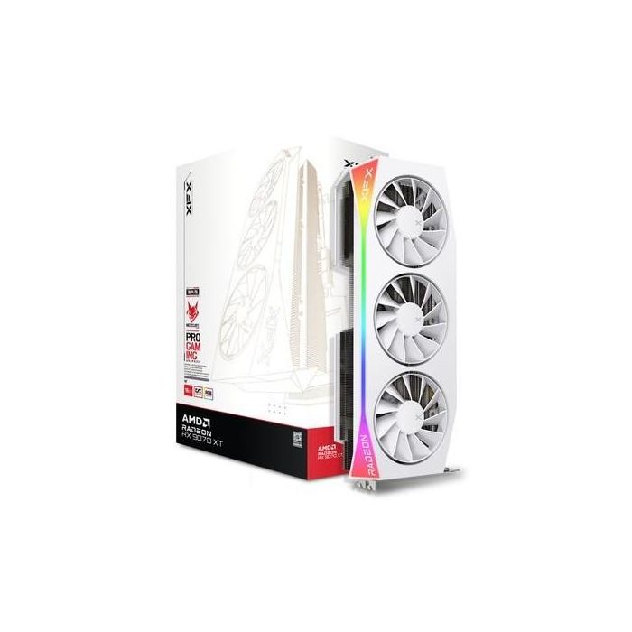 XFX RX 9070 XT 16GB GDDR6 Mercury Gaming RGB OC con 3 ventiladores blanca 4