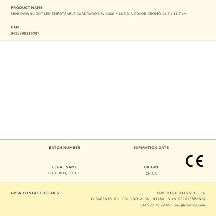 Edm Downlight Led Empotrable Cuadrado 6W 4000K Luz Día Cromo 11,7 x 11,7 cm Edm Downlight Led Empotrable Cuadrado 6W 4000K Luz Día Cromo 11,7 x 11,7 cm
