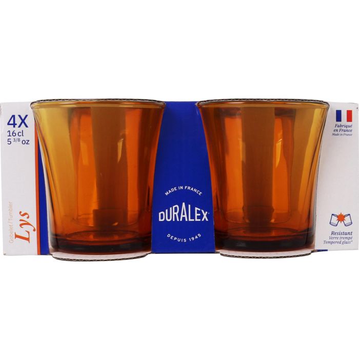 Duralex Set de 4 Vasos de 16 cl Colección Ambar Modelo Lys, Medidas 7 x 7 x 7.5 cm (12 Cajas) 1