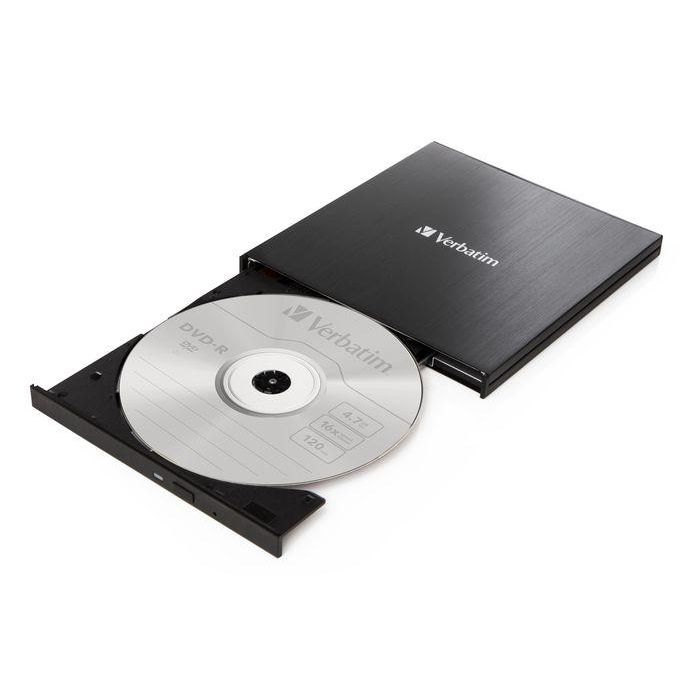Verbatim Grabadora Externa CD/DVD Slim USB-C Negra 1