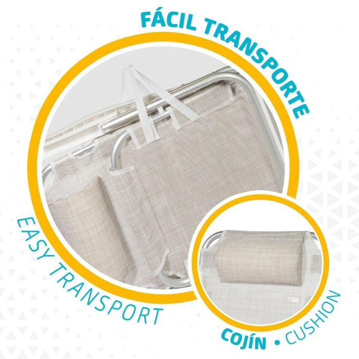 Silla Plegable con Reposacabezas Aktive Ibiza Beige 48 x 84 x 46 cm (2 Unidades) 1 Silla Plegable con Reposacabezas Aktive Ibiza Beige 48 x 84 x 46 cm (2 Unidades) 1