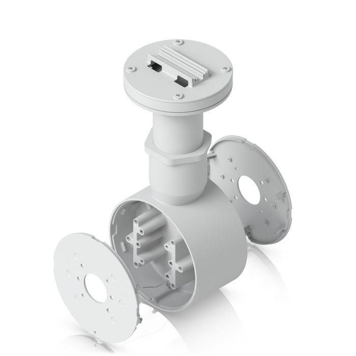 Ubiquiti Soporte Doble para Cámaras UniFi 1 1/2" NPS de Aleación de Aluminio y Policarbonato Blanco para Montaje en Superficie Plana y Conducto Roscado