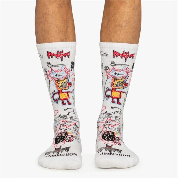 Calcetines Jimmy Lion Athletic Basquiat Batman Blanco 2