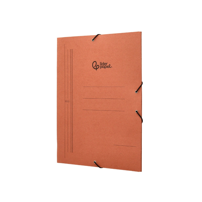 Liderpapel Carpeta de Gomas Tres Solapas Cartón Compacto Folio Color Cuero 5
