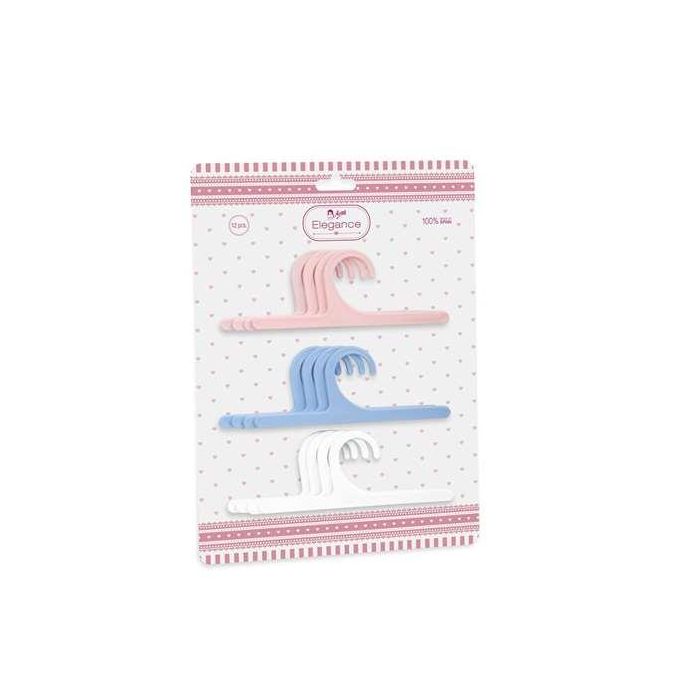 Muñecas Arias Set 12 Perchas Plástico Rosa Azul Blanca