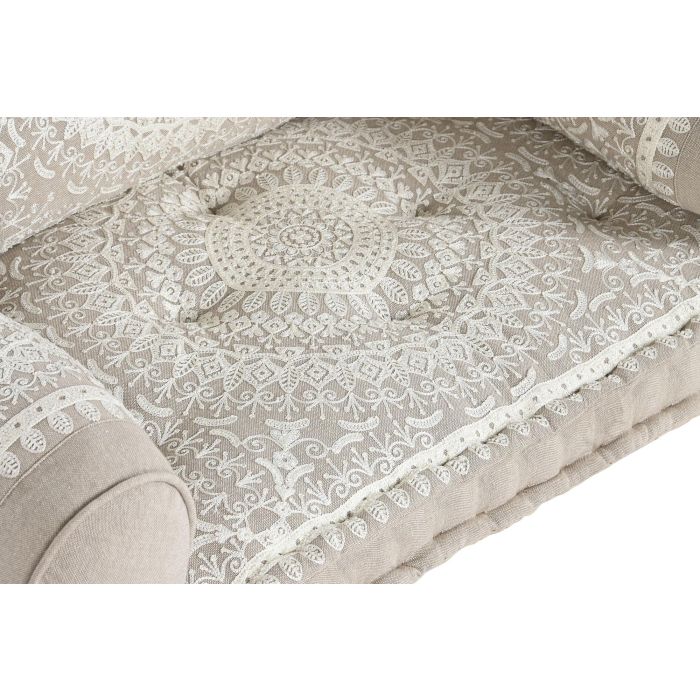 DKD Home Decor Sillon Rajna de Algodón Beige Blanco - Set de 4 - Ancho 90cm x Fondo 56cm x Alto 55cm - Asiento 16 cm 1 DKD Home Decor Sillon Rajna de Algodón Beige Blanco - Set de 4 - Ancho 90cm x Fondo 56cm x Alto 55cm - Asiento 16 cm 1