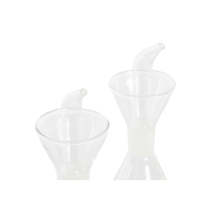 DKD Home Decor Aceitera Vinagrera Set de 2 Transparente Borosilicato Metal 10 x 23.5 x 19.5 cm Capacidad 200 ml
