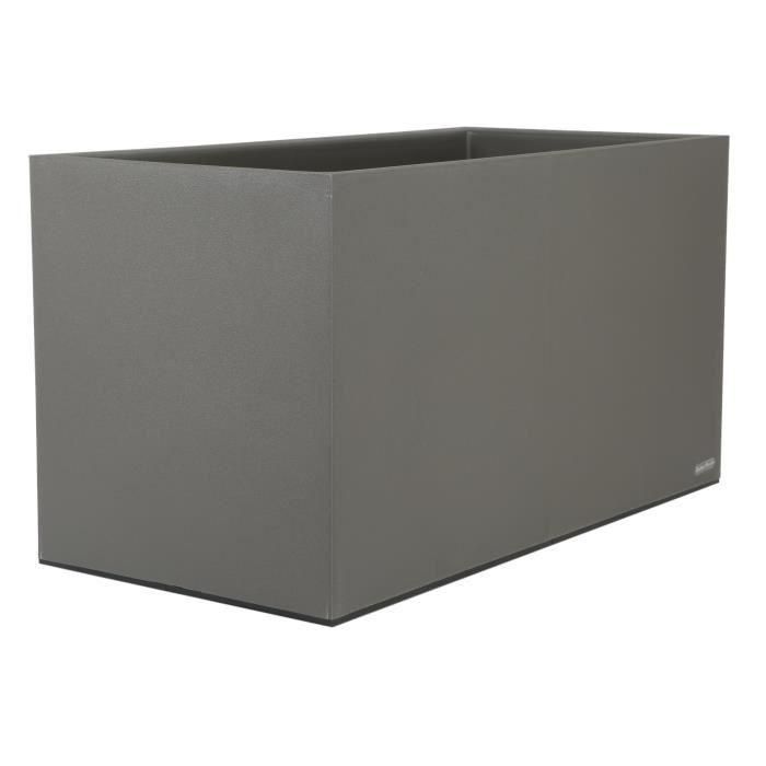 Riviera Contenedor Rectangular de Granito 80x40 cm Gris con Doble Pared, Sistema de Retención de Agua, 100% Reciclable y Fabricación Francesa