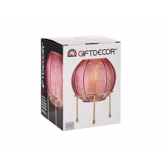 Jarrón Bola Cristal Rosa Base Metal Oro Giftdecor 14.5x19.5x14.5 cm (8 Unidades) 2 Jarrón Bola Cristal Rosa Base Metal Oro Giftdecor 14.5x19.5x14.5 cm (8 Unidades) 2
