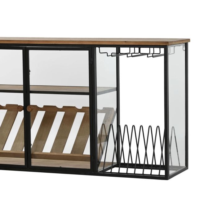 Botellero Home ESPRIT Negro Natural Madera Metal Cristal 102 x 32 x 60 cm 7