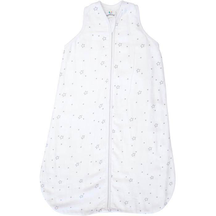 Domiva Saco de dormir de muselina de bambú ultraligero y fresco para noches de verano, suave, 0-6m, 70cm, Estampado de estrellas