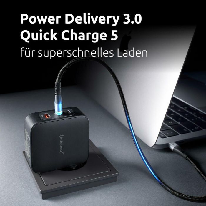 Cargador de Pared INTENSO GaN W100ACC Negro 100 W 2