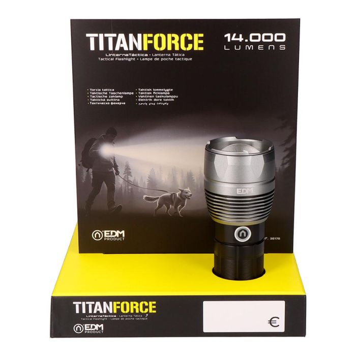 Linterna led táctica titanforce recargable 14.000 lm 6500 k 150 W ip44 + cordón 5 Linterna led táctica titanforce recargable 14.000 lm 6500 k 150 W ip44 + cordón 5