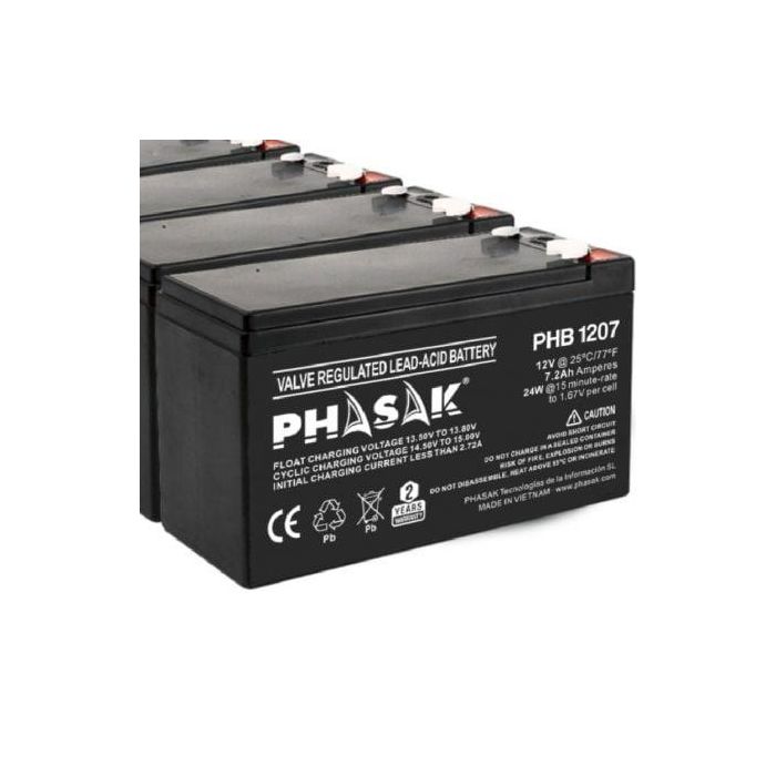 Phasak Bateria 12V / 7.2A - Bateria sellada plomo-acido estandar Phasak Bateria 12V / 7.2A - Bateria sellada plomo-acido estandar