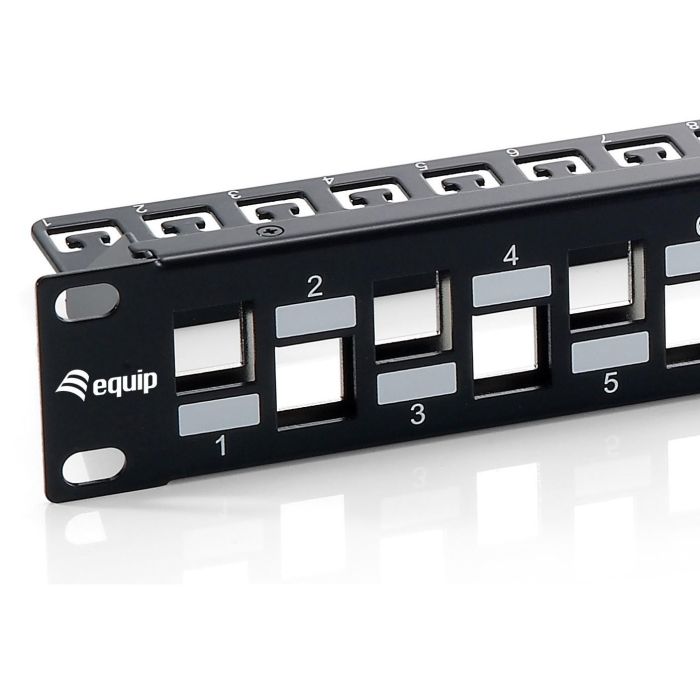 EQUIP Patch Panel 76932407201, 24 Puertos Cat6A FTP Keystone, Montaje en Bastidor 1U, Negro 1