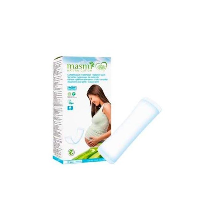 MASMI Compresas Maternidad postparto de Algodón Ecológico Certificado 10 Unidades - Extra-Largas Alta Absorción