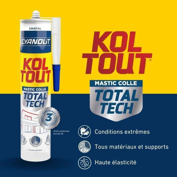 Cyanolit Adhesivo fijador y sellador Total tech Crystal AUC3045203001314 Transparente Cartucho 290 ml Multimaterial Flexible 4