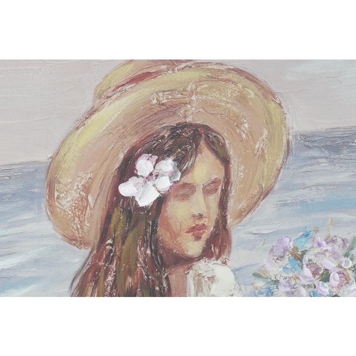 DKD Home Decor Cuadro Mediterraneo Chica Playa Multicolor 100x100 cm Lienzo y PS (2 Unidades) 2