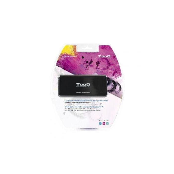 TooQ TQLC-65BS02AT Cargador Universal Portátil Automático 65W con 8 Conectores DC, Multivoltaje 18.5-20V y USB 4 TooQ TQLC-65BS02AT Cargador Universal Portátil Automático 65W con 8 Conectores DC, Multivoltaje 18.5-20V y USB 4