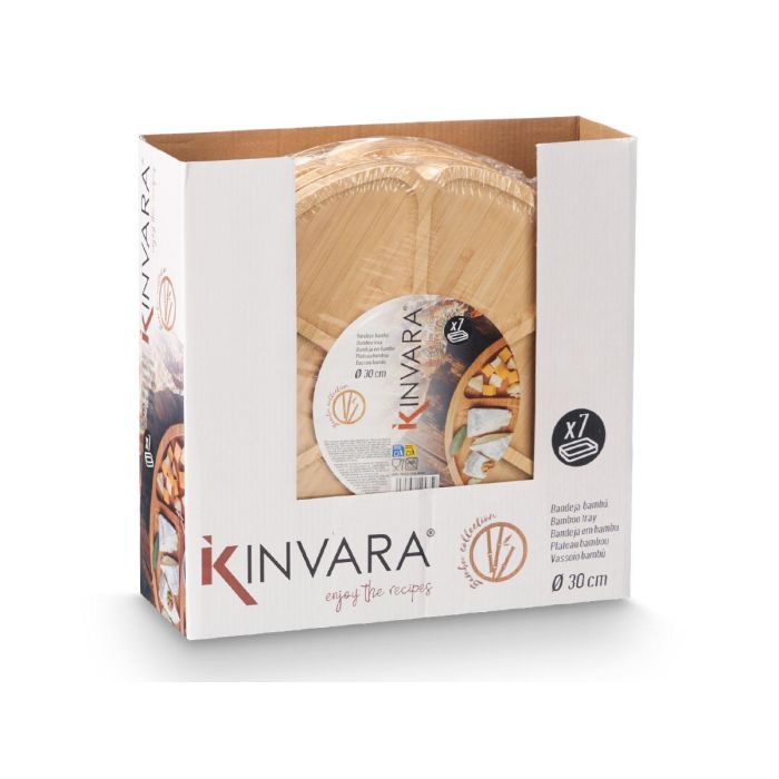 Bandeja de Bambú Kinvara 7 Cavidades 30x30 cm (12 Unidades) 2 Bandeja de Bambú Kinvara 7 Cavidades 30x30 cm (12 Unidades) 2