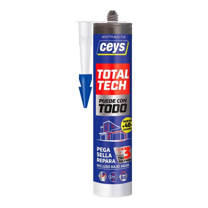Ceys Total Tech Adhesivo Sellador y Reparador Antracita 290 ml – Pega, Sella y Repara bajo cualquier Condición 0 Ceys Total Tech Adhesivo Sellador y Reparador Antracita 290 ml – Pega, Sella y Repara bajo cualquier Condición 0