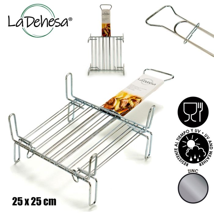 La Dehesa Parrilla Doble Zincada 25x25 cm con 4 Patas y Asa (Set de 5) 3